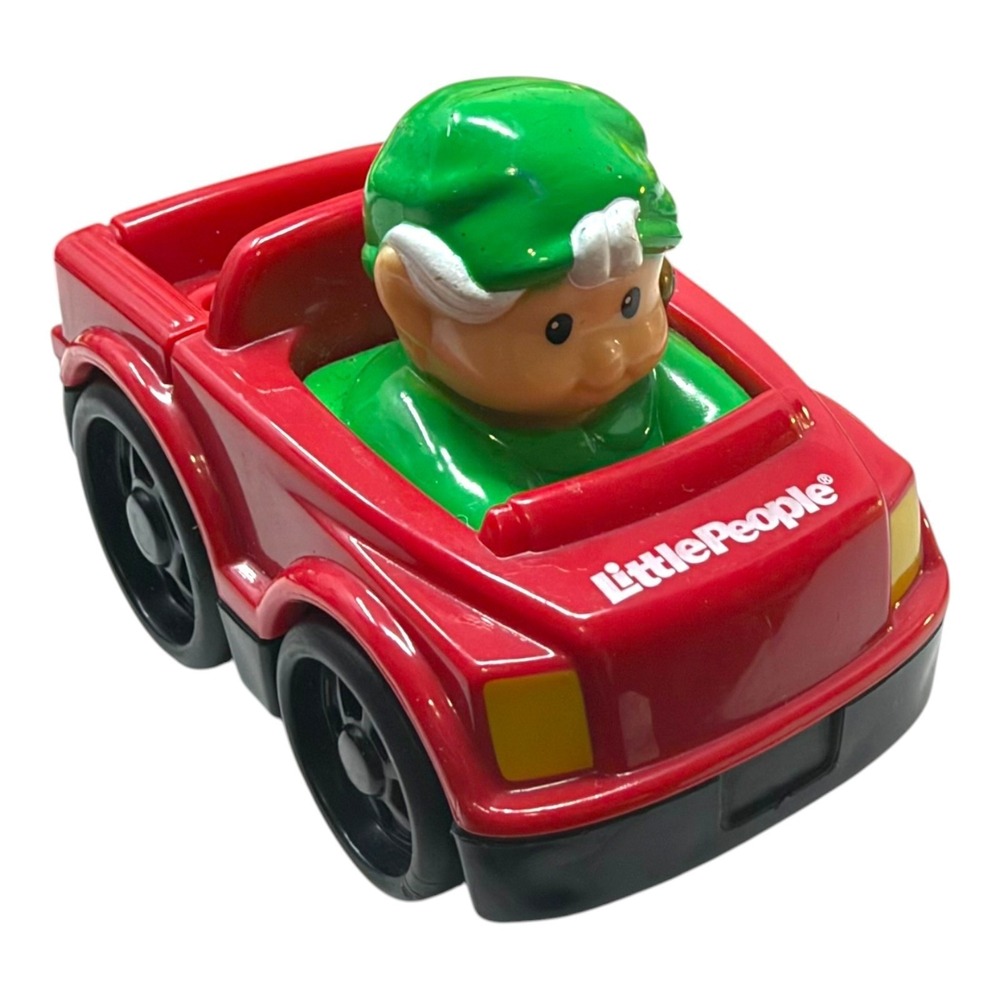 Fisher Price Little People Christmas Elf Green Wheelies Red Car 2009